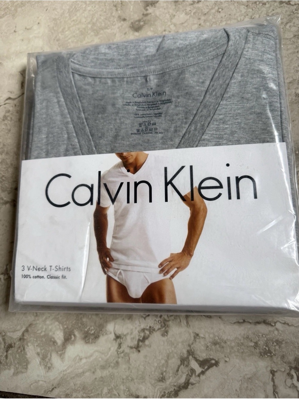 Calvin Klein 3-Pack V-Neck T-Shirts - Heather Gray